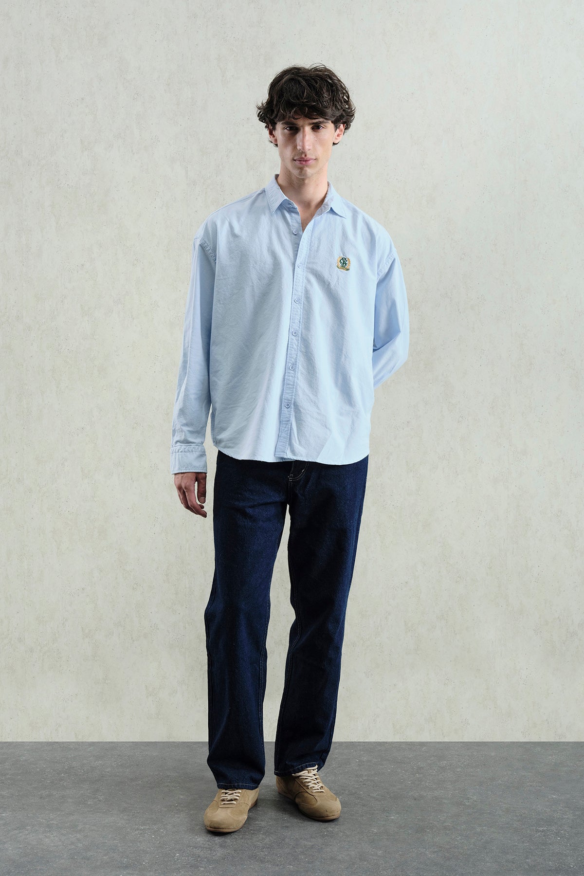 OXFORD NAKIŞLI MAVİ GÖMLEK