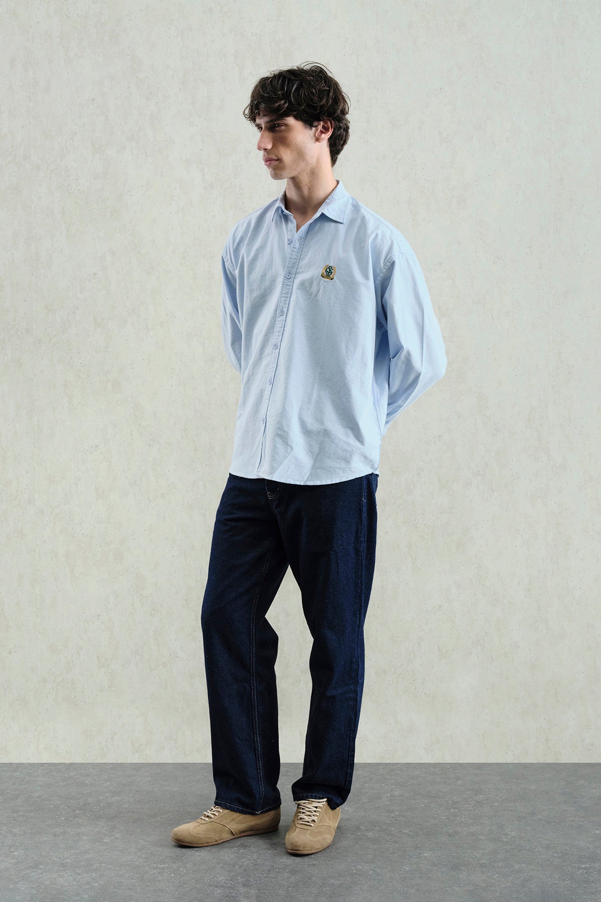 OXFORD NAKIŞLI MAVİ GÖMLEK