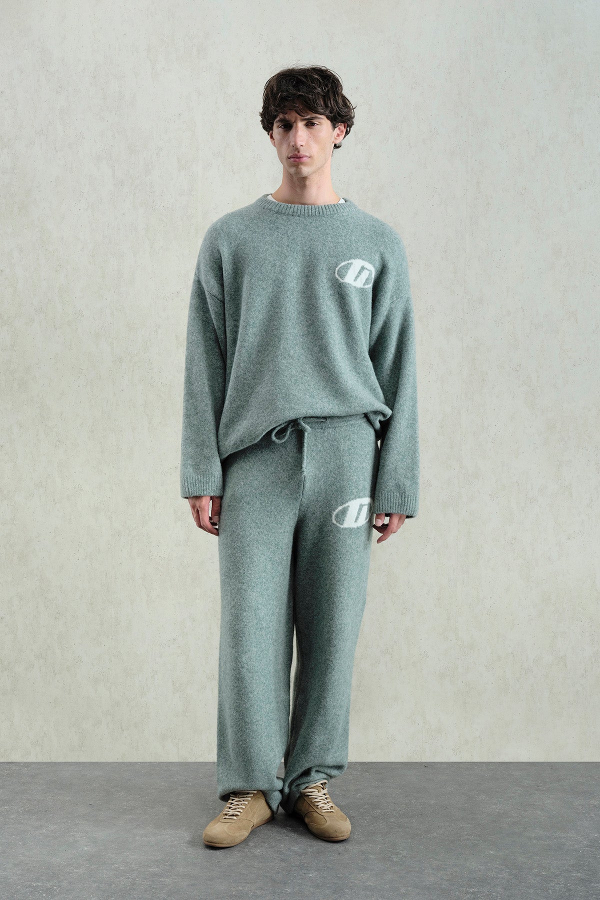 KNITTED SOFT TEXTURE MINT TROUSERS