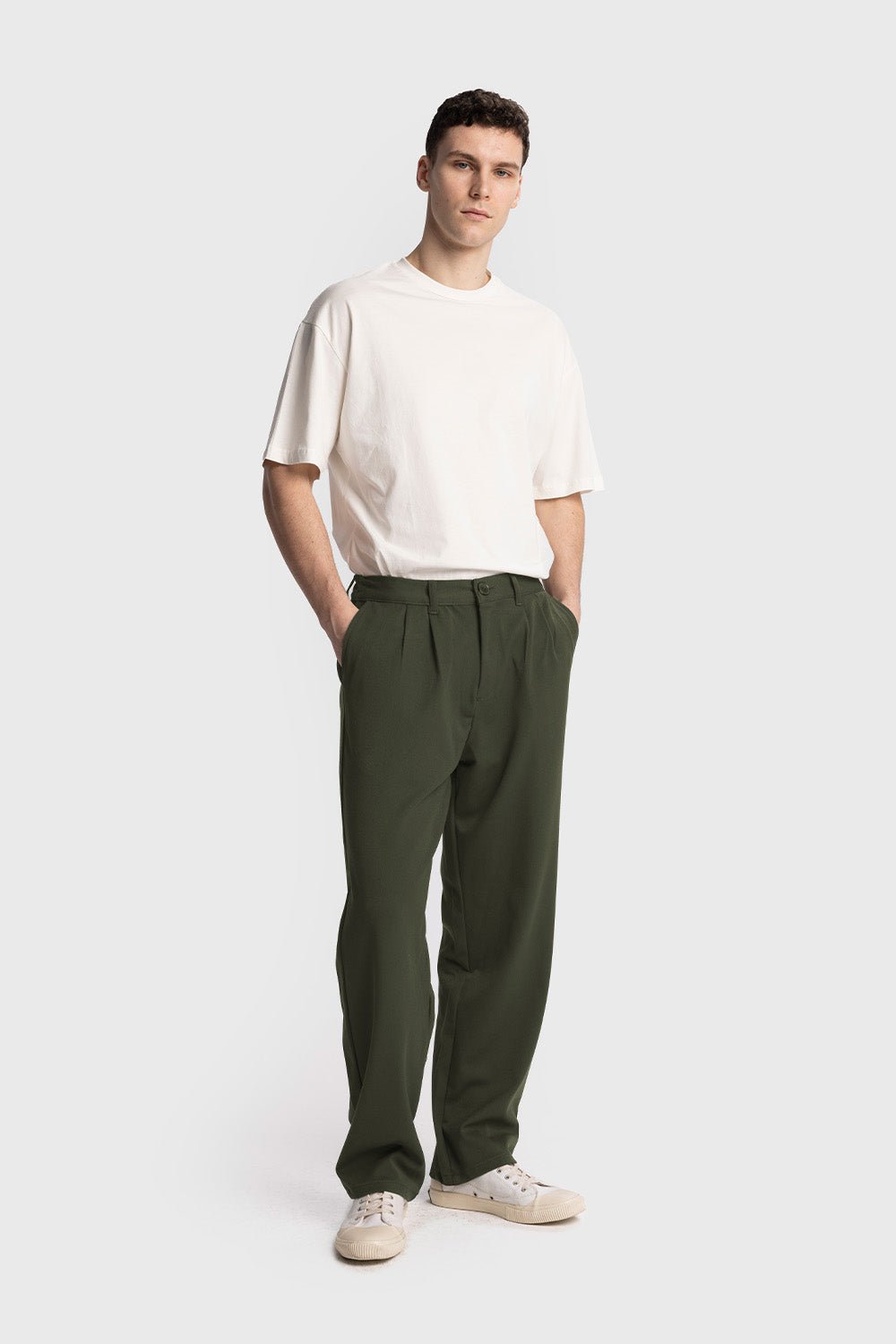 PİLİLİ DÖKÜMLÜ PANTOLON - HAKİ - PANTOLON