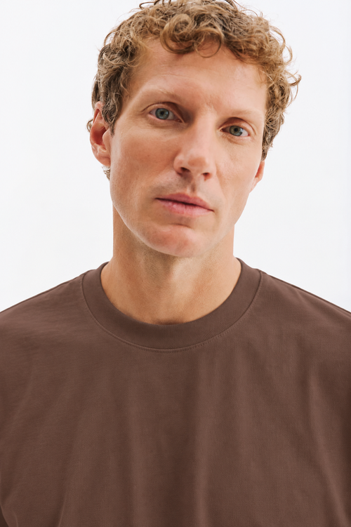 OVERSIZED SHORT SLEEVE BROWN T-SHIRT - 2