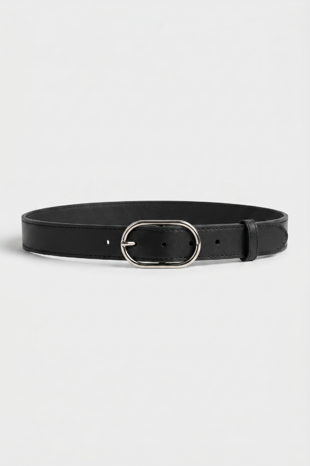 OVAL METAL TOKALI SİYAH SUNİ DERİ KEMER