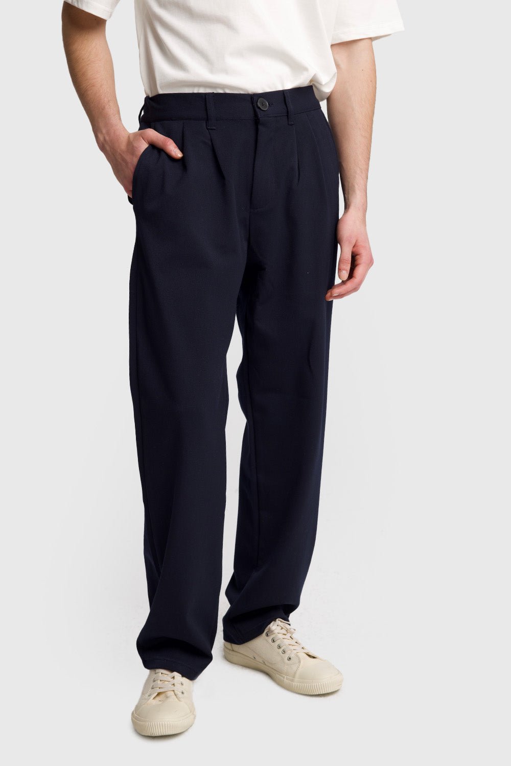 PLEATED DRAPED TROUSERS - NAVY