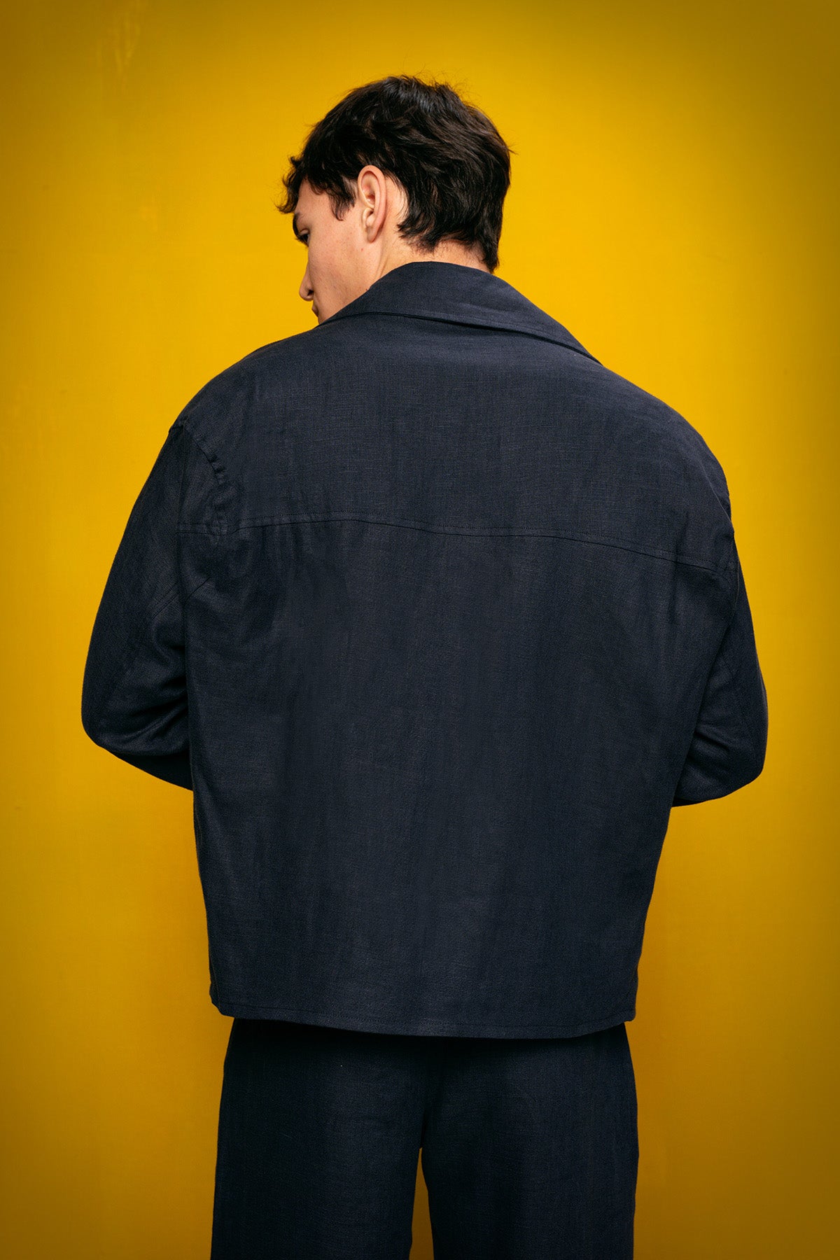 %100 KETEN KRUVAZE LACİVERT CEKET