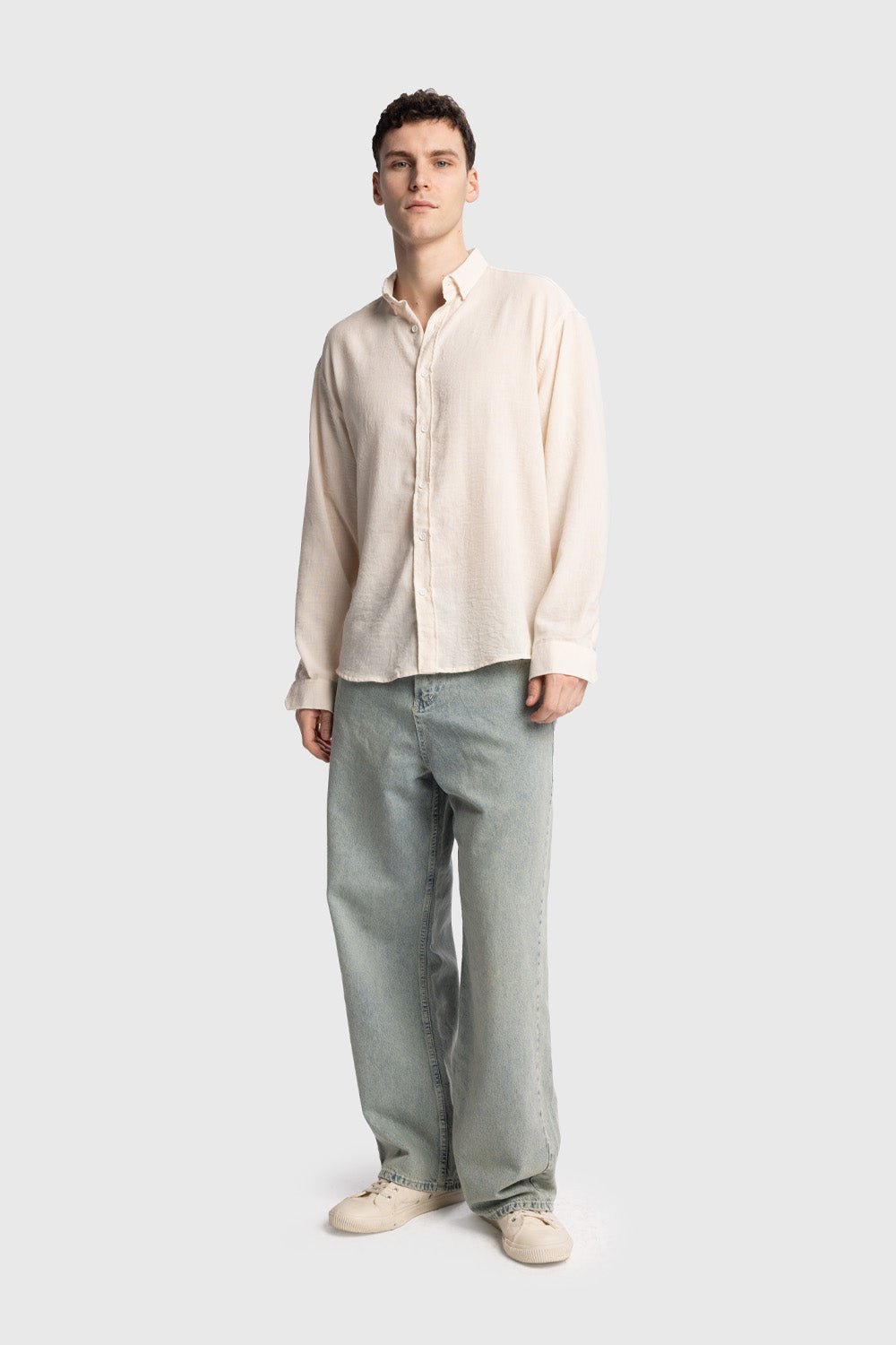 OVERSIZED DRAPED SHIRT - BEIGE