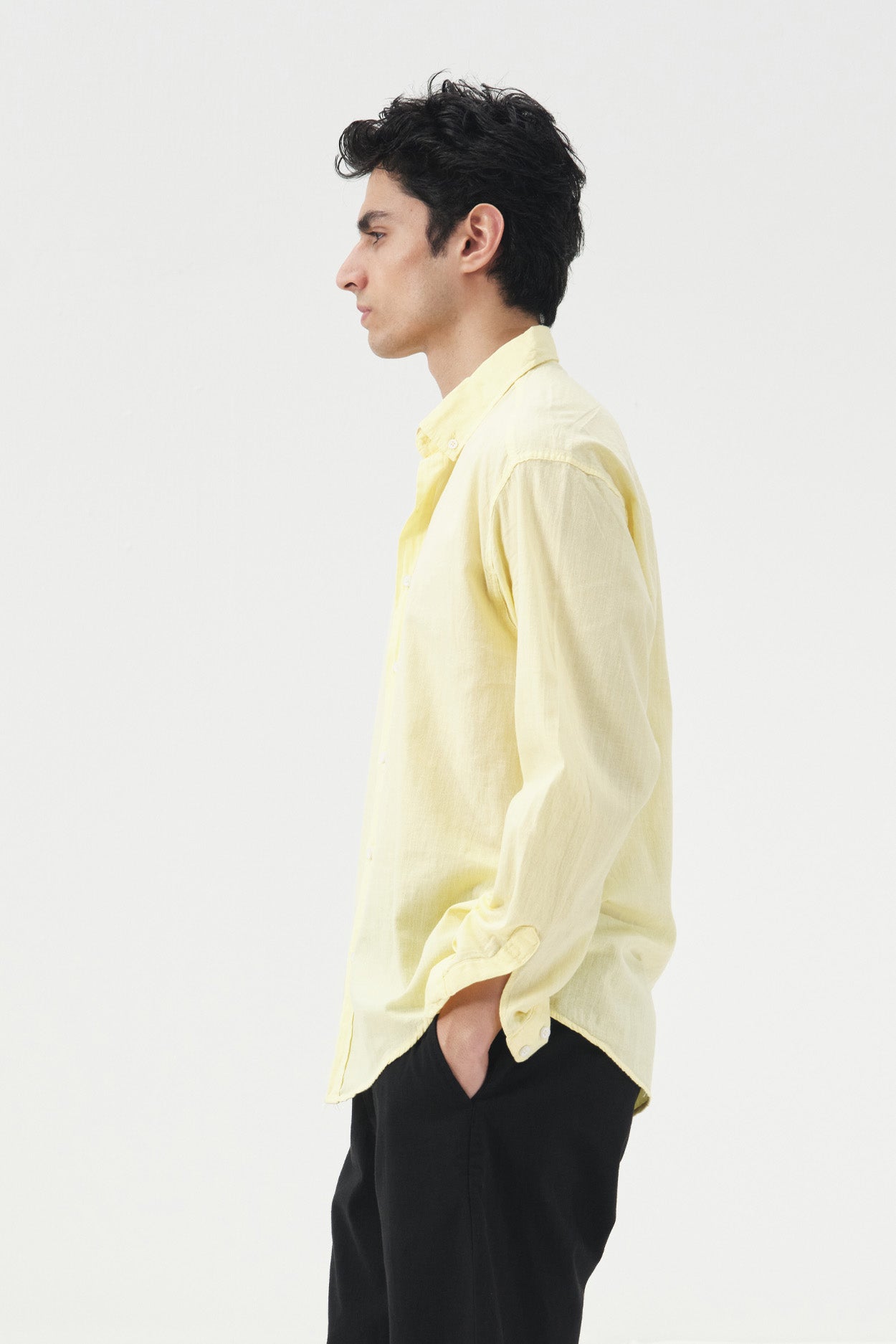 OVERSIZE DÖKÜMLÜ SARI FRESH KETEN GÖMLEK