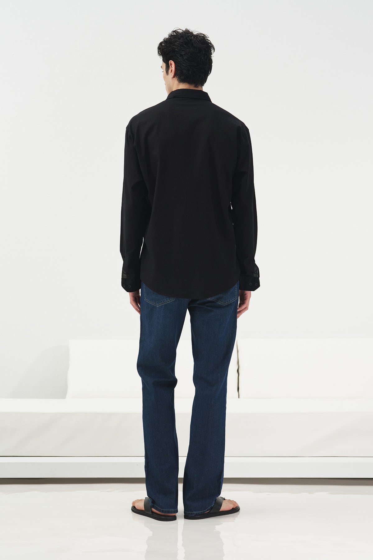 OVERSIZE DÖKÜMLÜ SİYAH FRESH KETEN GÖMLEK