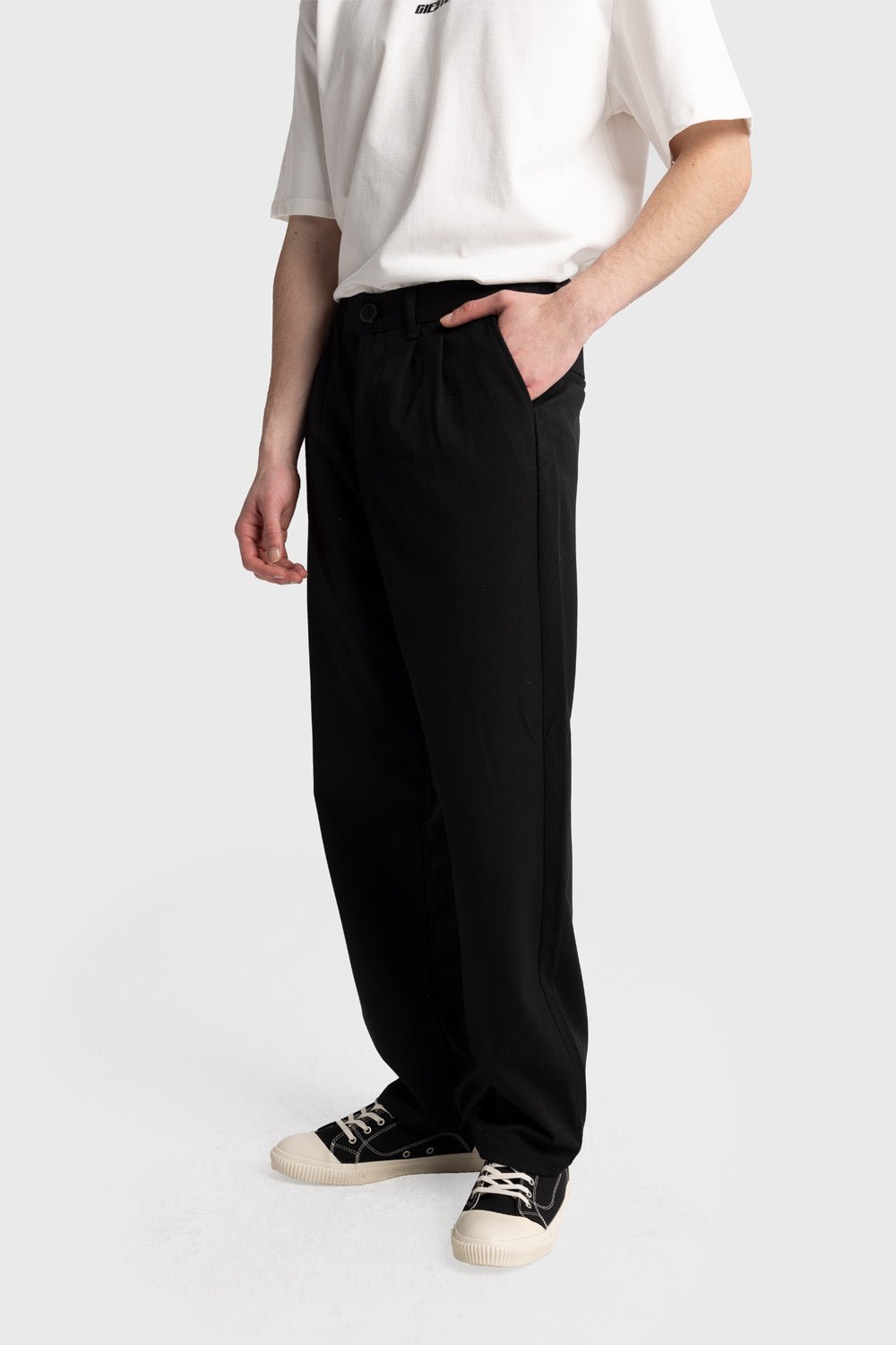 PİLİLİ DÖKÜMLÜ PANTOLON - SİYAH - PANTOLON
