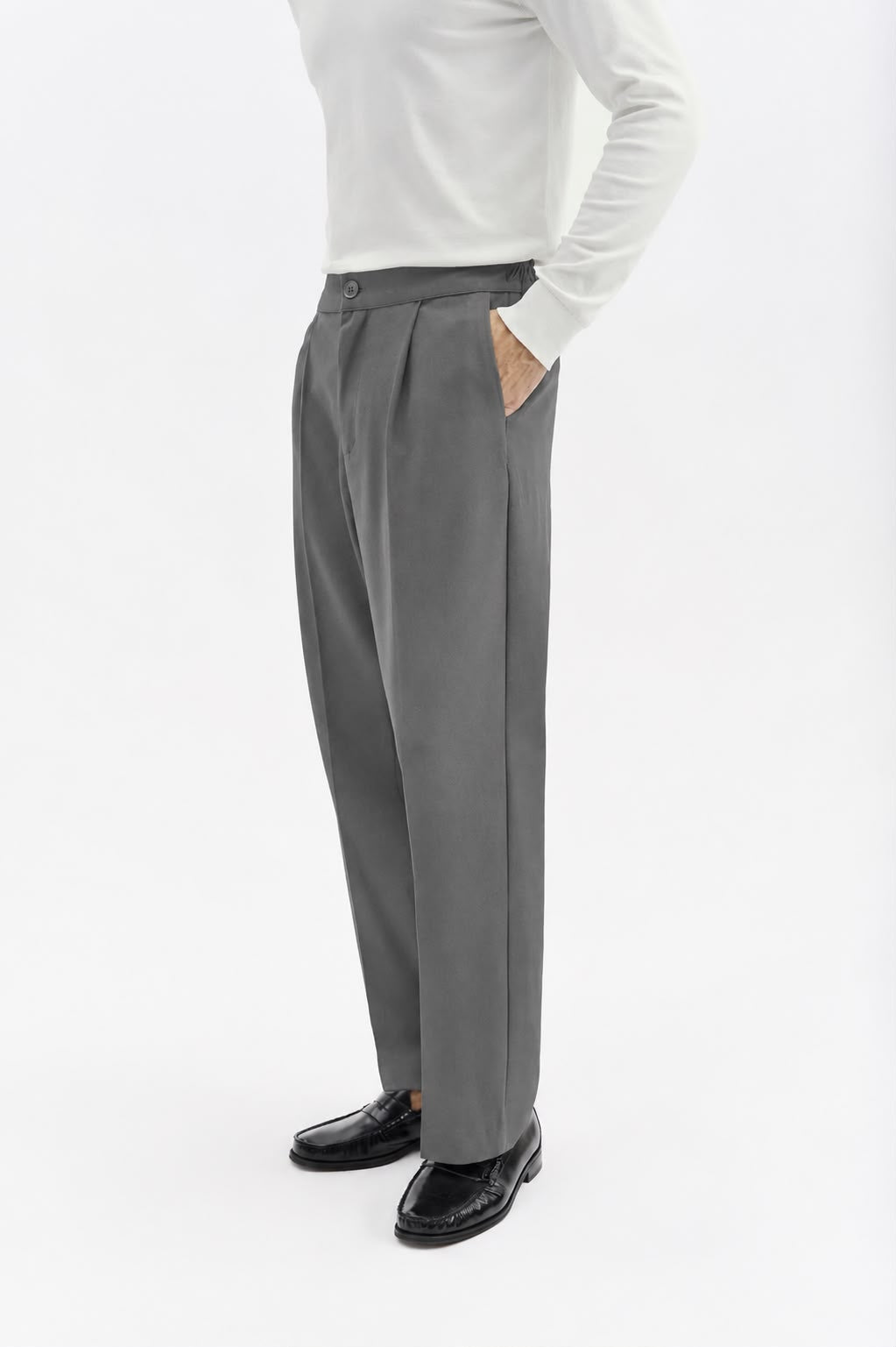 PLEATED CLASSIC ANTHRACITE TROUSERS - 1