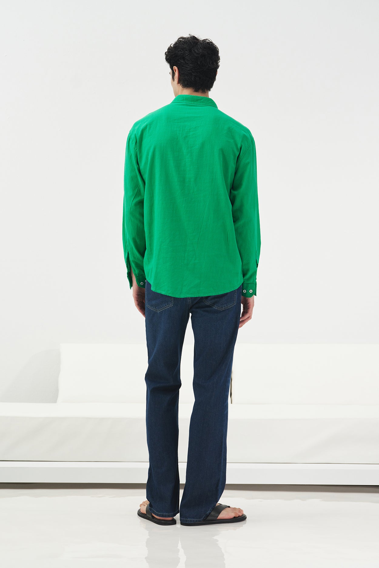 OVERSIZE DÖKÜMLÜ YEŞİL FRESH KETEN GÖMLEK