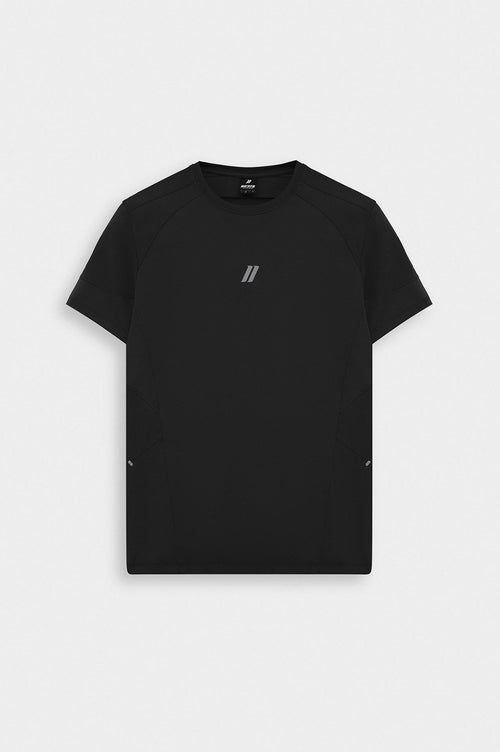 Active Wear Slim Fit Teknik Antrenman T-Shirt Siyah - 1
