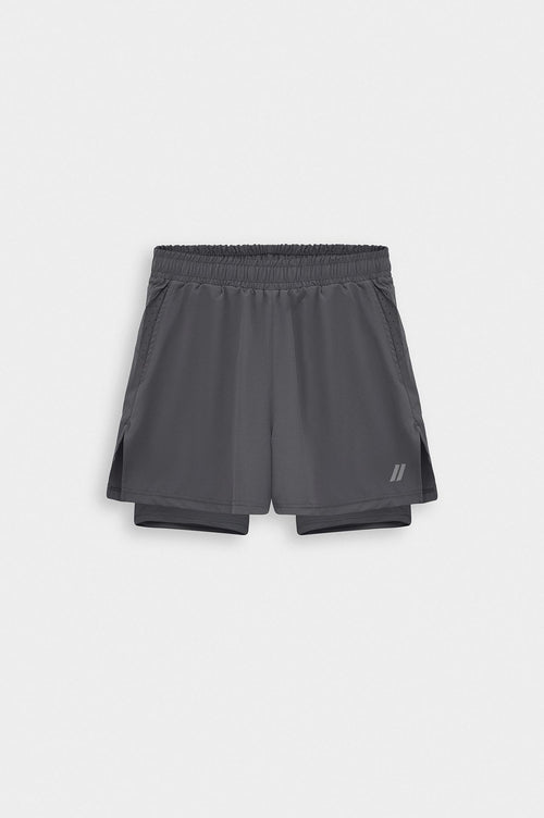 Active Wear Taytlı Teknik Antrenman Şort Antrasit - 1