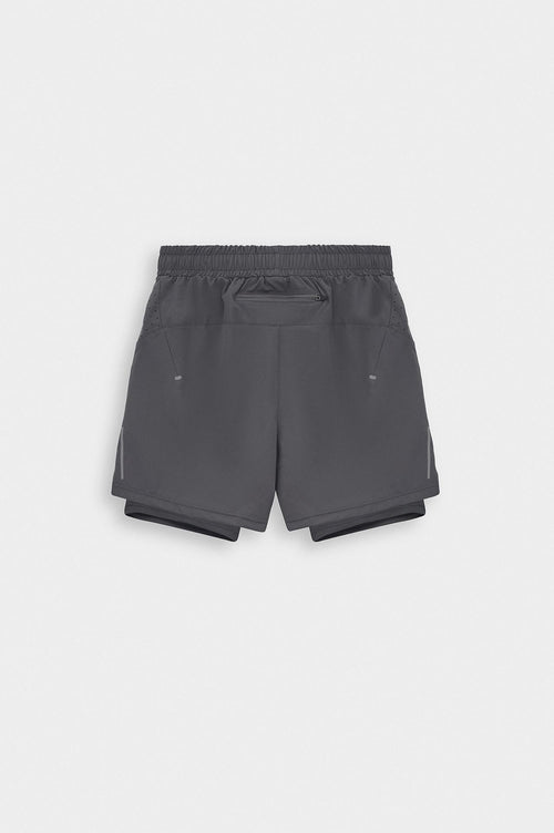 Active Wear Taytlı Teknik Antrenman Şort Antrasit - 4