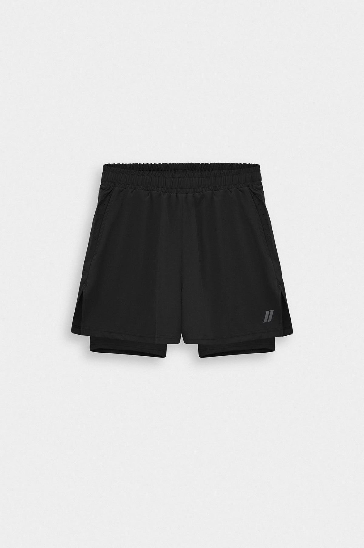 Active Wear Taytlı Teknik Antrenman Şort Siyah - 1