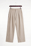 CLASSIC PLEATED LINEN BEIGE TROUSERS