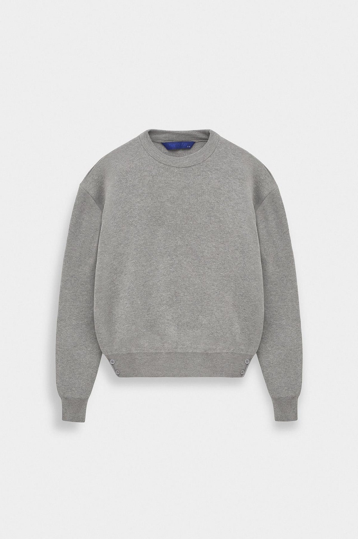 BİSİKLET YAKA CROP FIT GRİ TRİKO KAZAK - 1