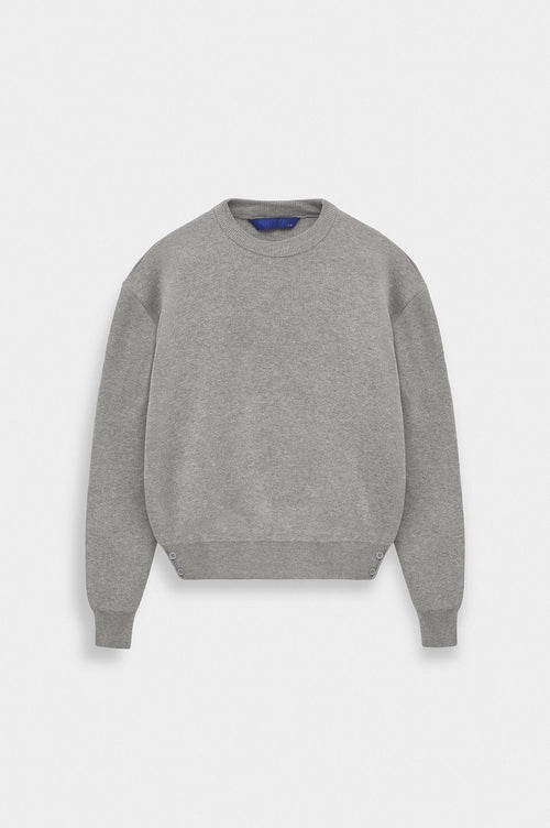BİSİKLET YAKA CROP FIT GRİ TRİKO KAZAK - 1