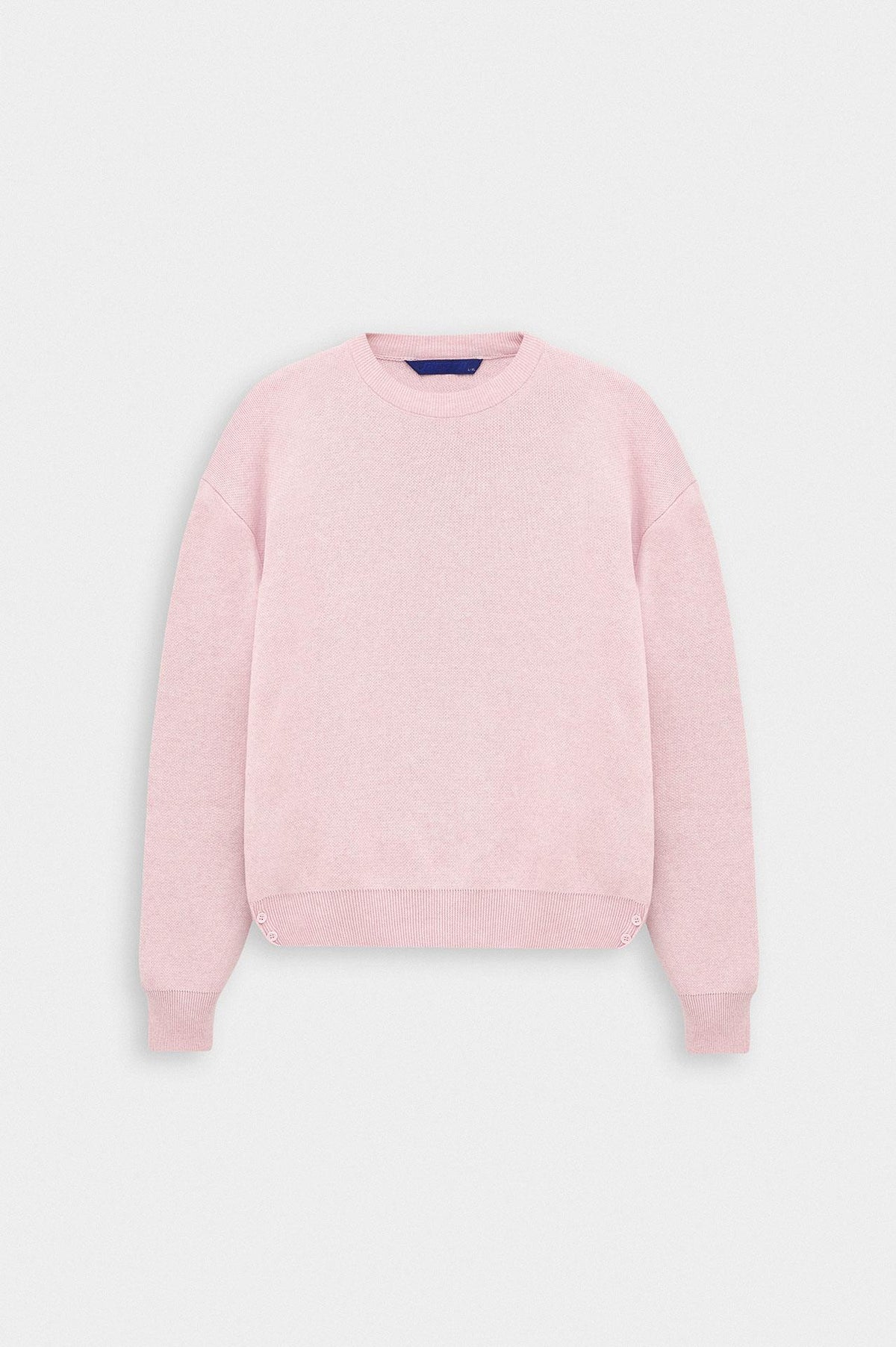 BİSİKLET YAKA CROP FIT PEMBE TRİKO KAZAK - 1