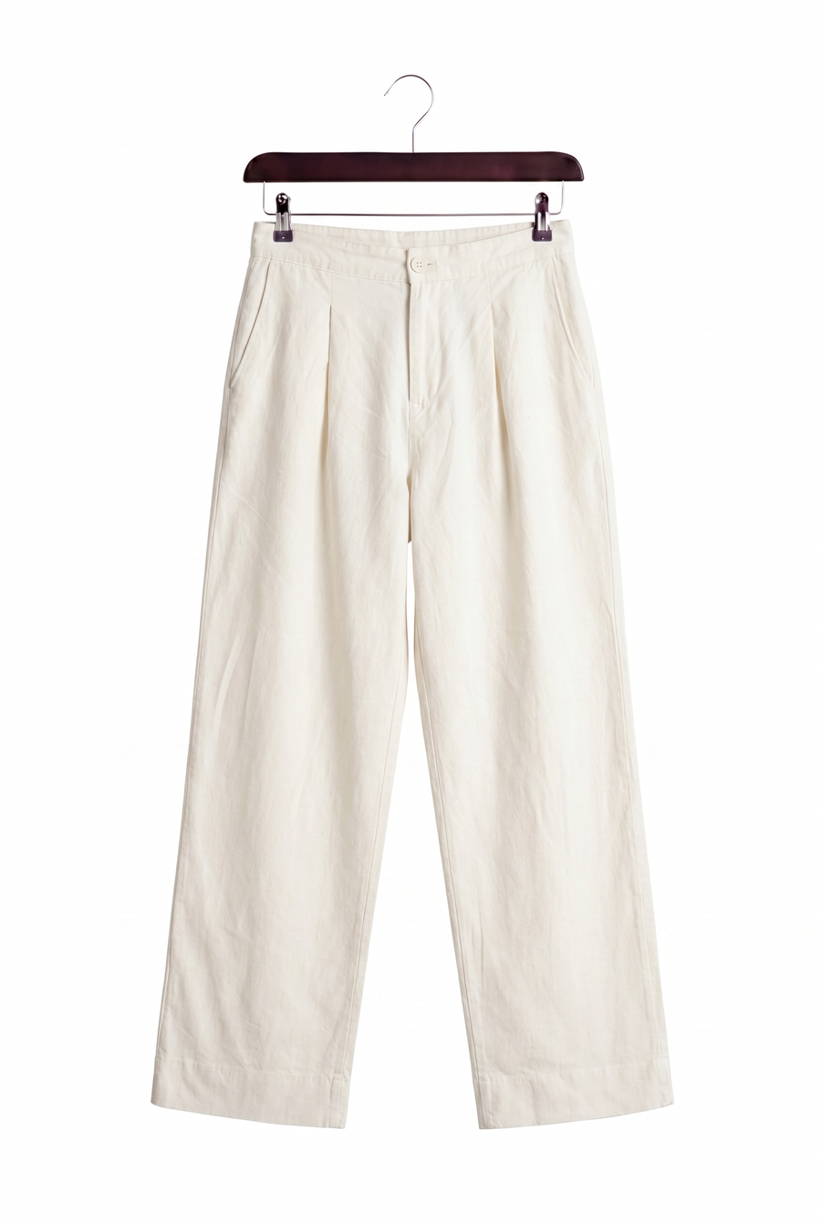 CLASSIC PLEATED LINEN WHITE TROUSERS