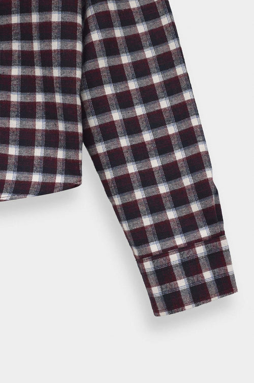 CEPLİ EKOSE CROP FIT BORDO GÖMLEK - 6