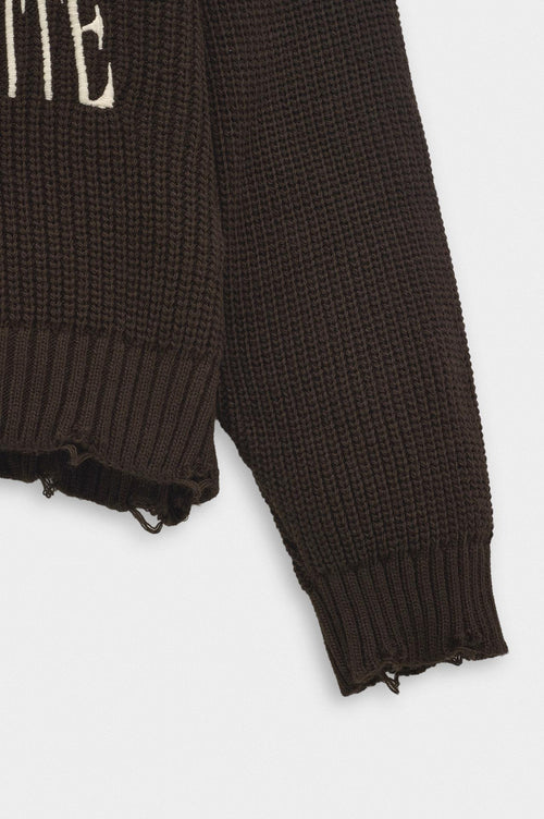 CROP FIT KAHVERENGİ TRİKO KAZAK - 3