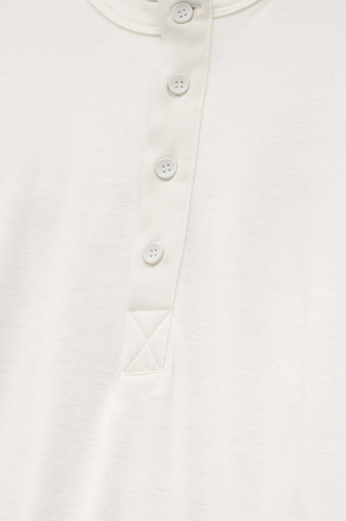 DAR CUT BUTTONED NECK LONG-SLEEVE WHITE T-SHIRT - 3