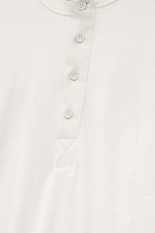 DAR CUT BUTTONED NECK LONG-SLEEVE WHITE T-SHIRT - 3