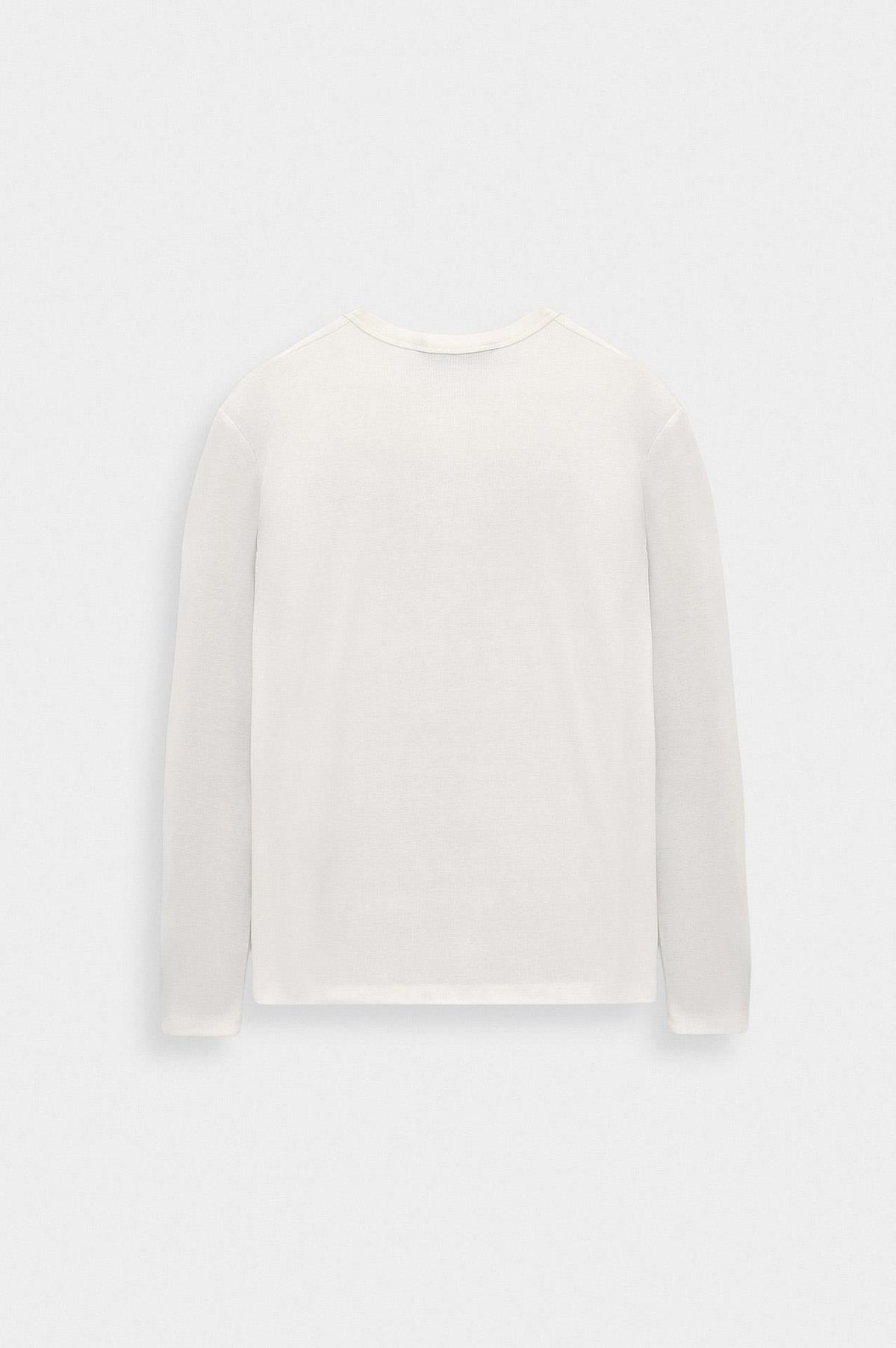 DAR CUT BUTTONED NECK LONG-SLEEVE WHITE T-SHIRT - 5
