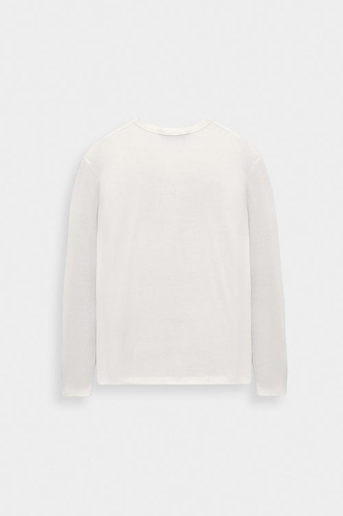 DAR CUT BUTTONED NECK LONG-SLEEVE WHITE T-SHIRT - 5