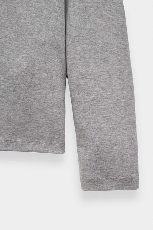 DAR CUT BUTTONED NECK LONG-SLEEVE GREY T-SHIRT - 5