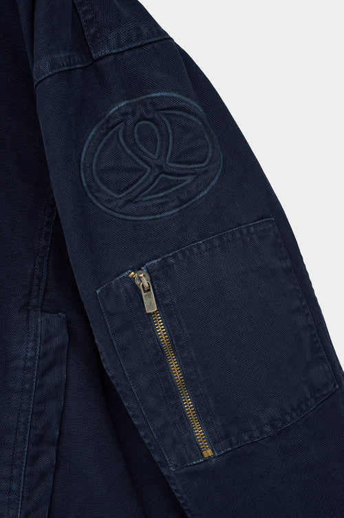 CANVAS HOODED NAVY PUFFER JACKET - 7