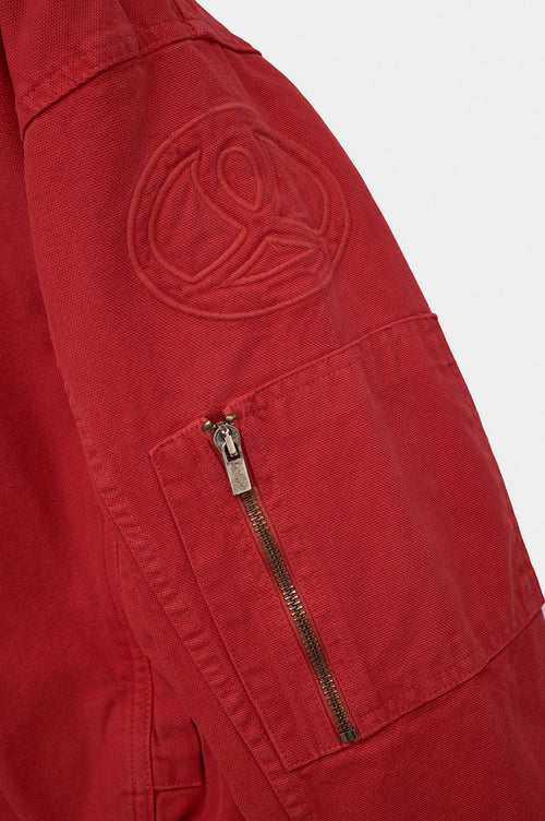 CANVAS HOODED RED PUFFER JACKET - 3