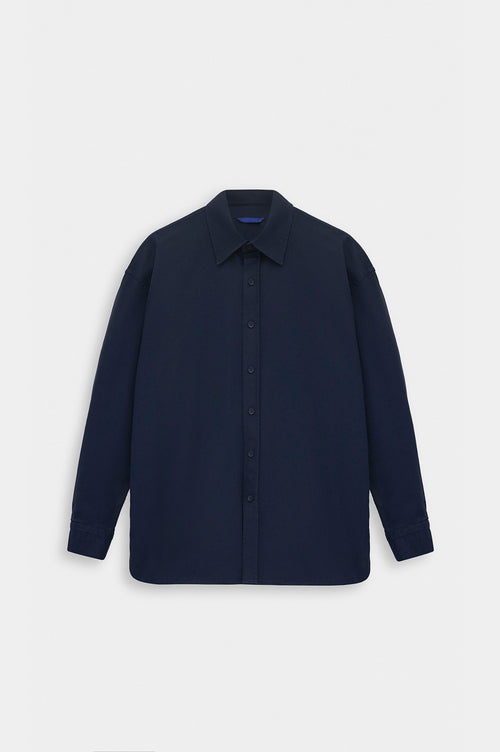 OVERSIZE GABARDINE INDIGO SHIRT - 1