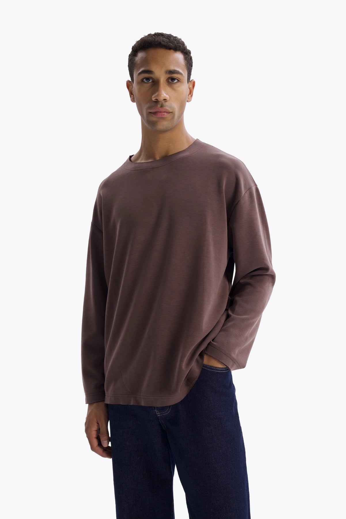DRAPED T-SHIRT - BROWN