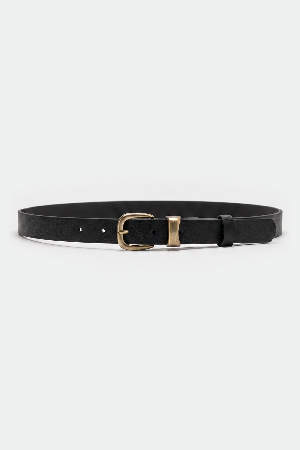 BLACK BELT WITH ANTIQUE GOLD BUCKLE