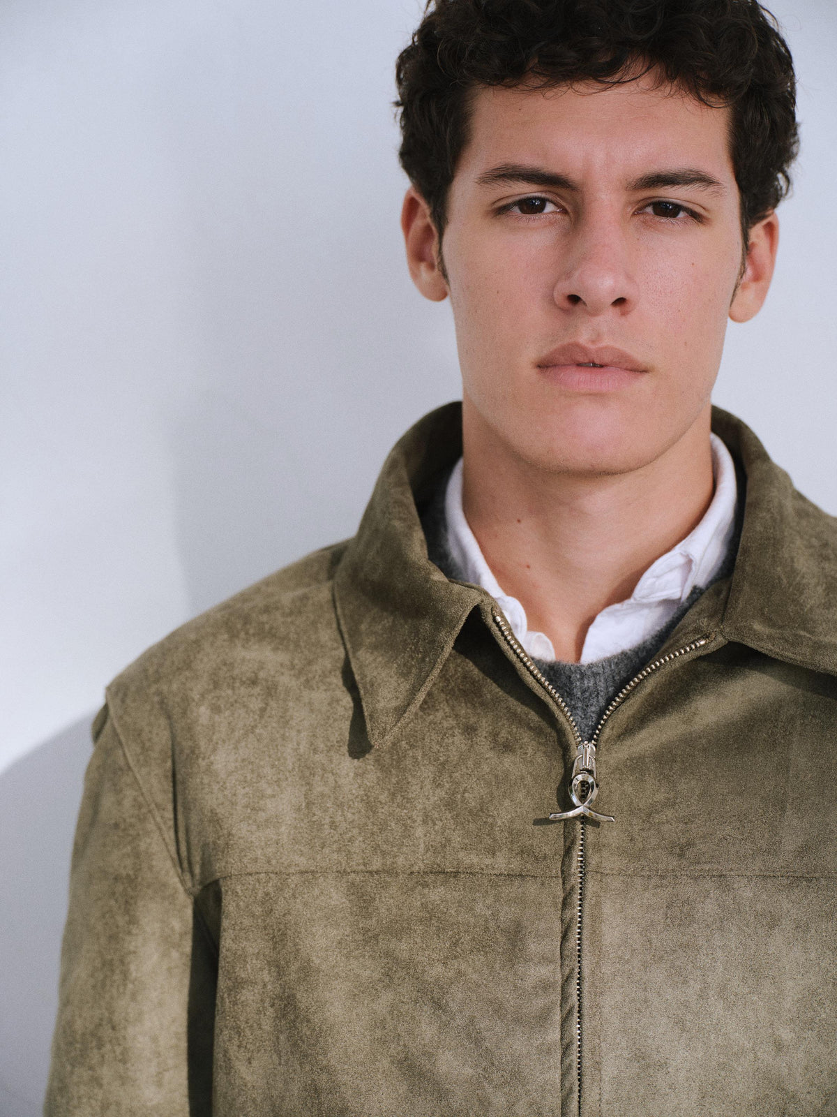 ZIP-UP CLASSIC KHAKI SUEDE JACKET - 2