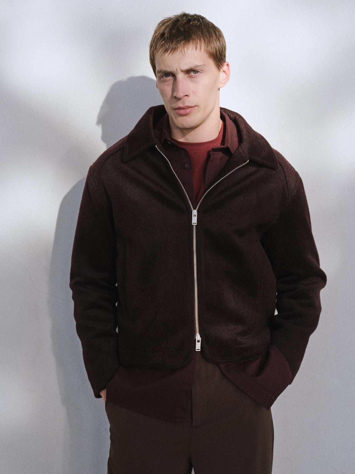 FERMUARLI REGULAR FIT BORDO KAŞE CEKET - 5