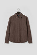 REGULAR FIT BROWN LINEN SHIRT