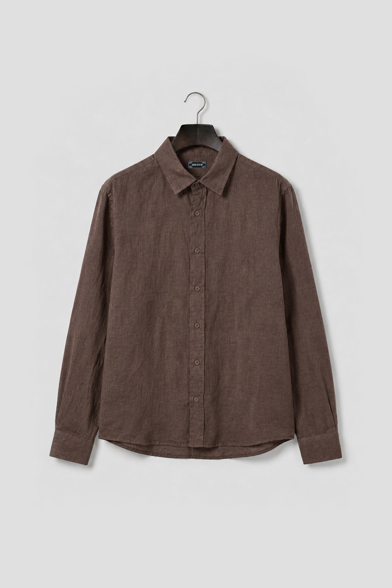 REGULAR FIT BROWN LINEN SHIRT
