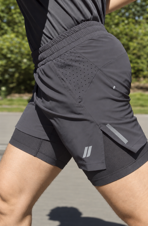 ACTIVE WEAR TAYTLI TEKNİK ANTRENMAN ŞORTU ANTRASİT - 3