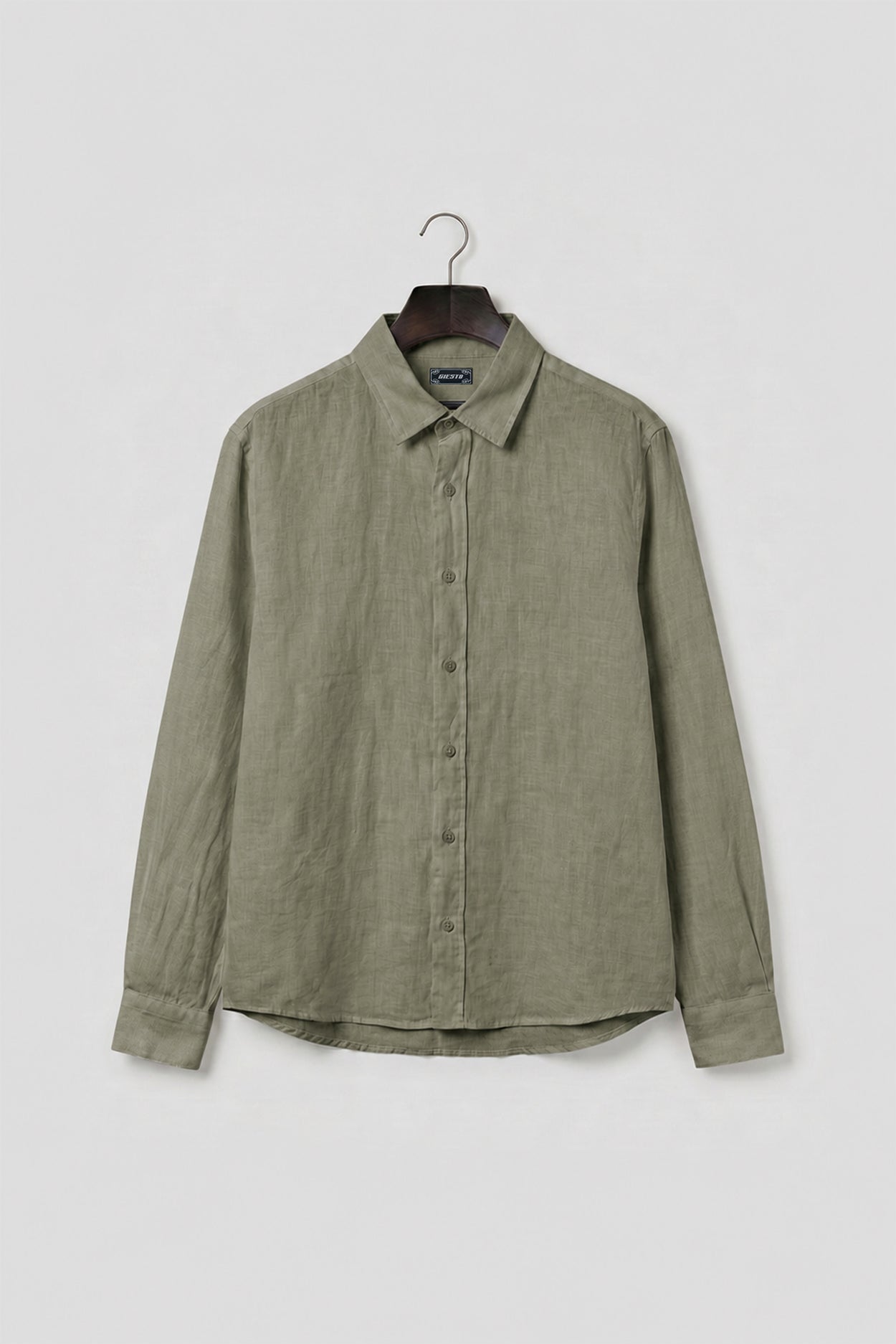 REGULAR FIT KHAKI LINEN SHIRT