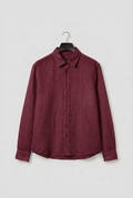 REGULAR FIT BURGUNDY LINEN SHIRT