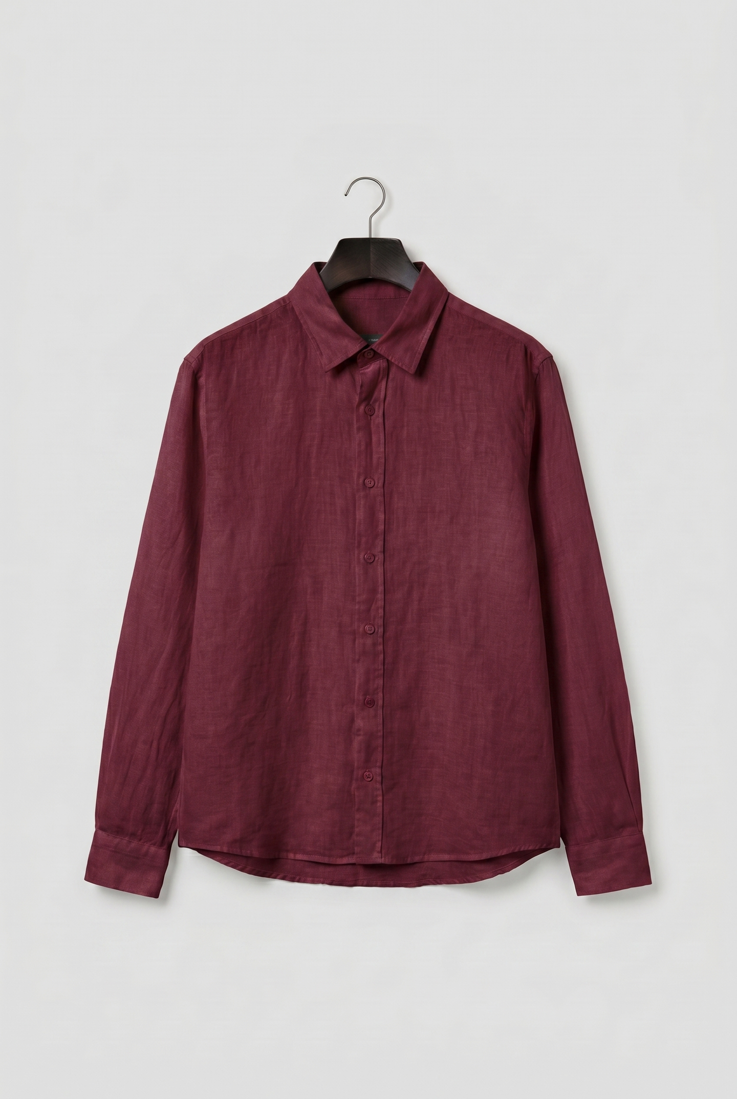 REGULAR FIT BURGUNDY LINEN SHIRT