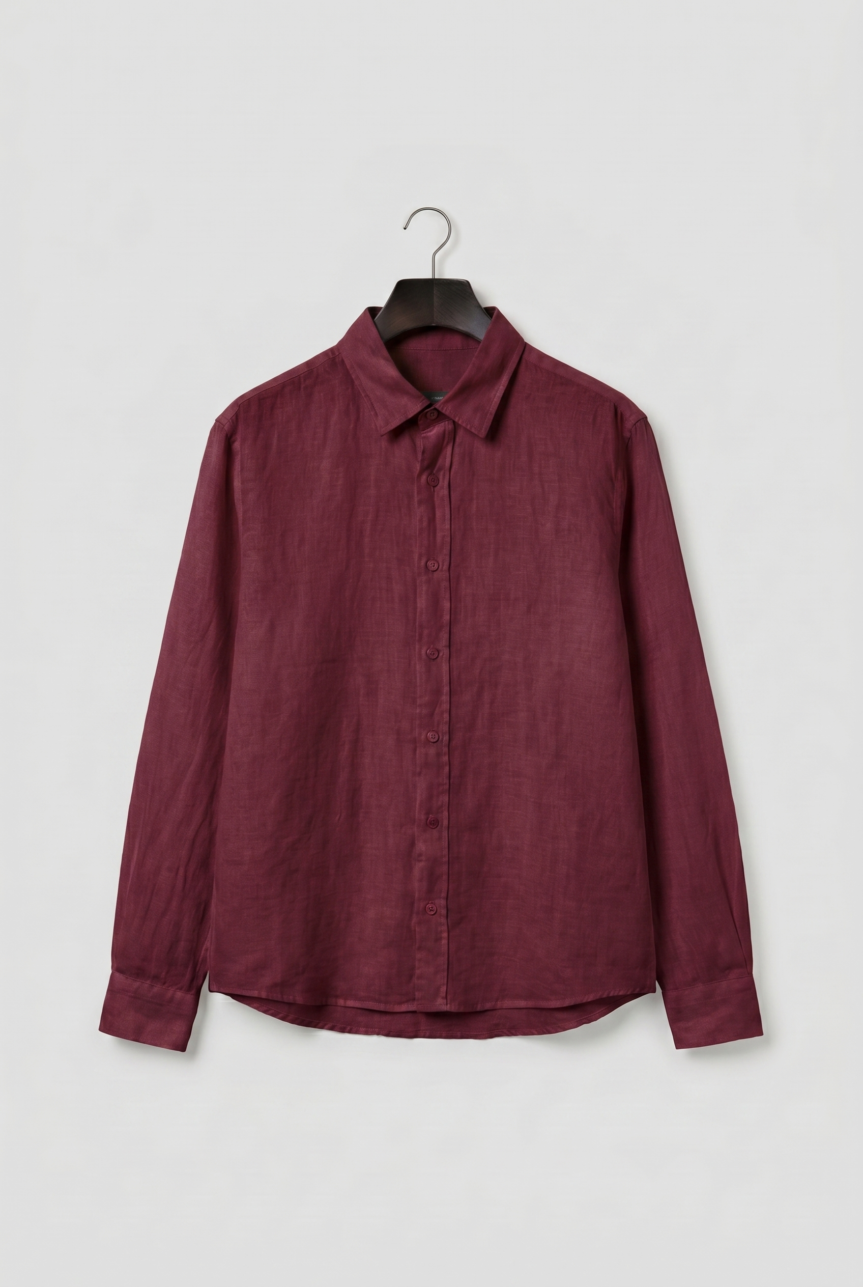 REGULAR FIT BURGUNDY LINEN SHIRT