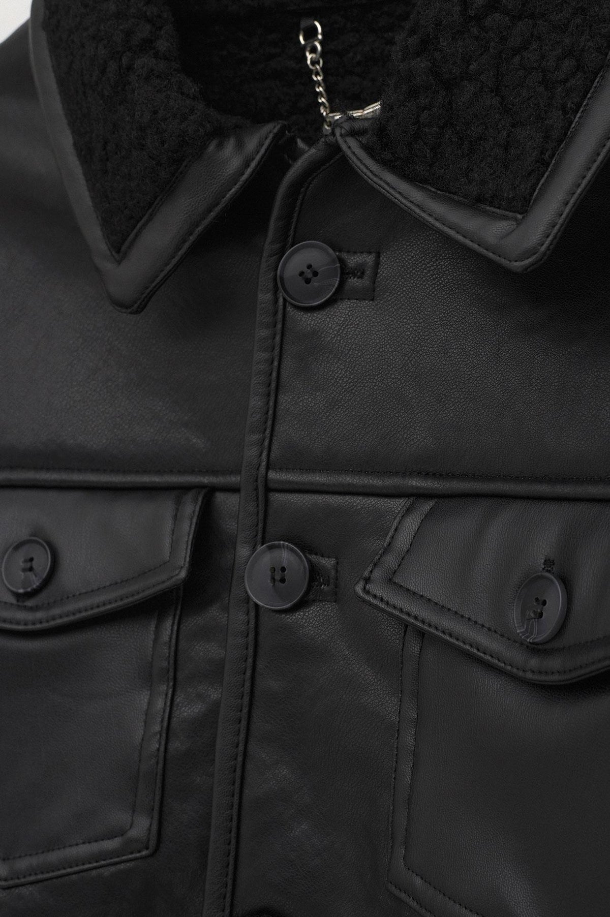 CROP FIT İÇİ KÜRKLÜ DERİ CEKET - 7