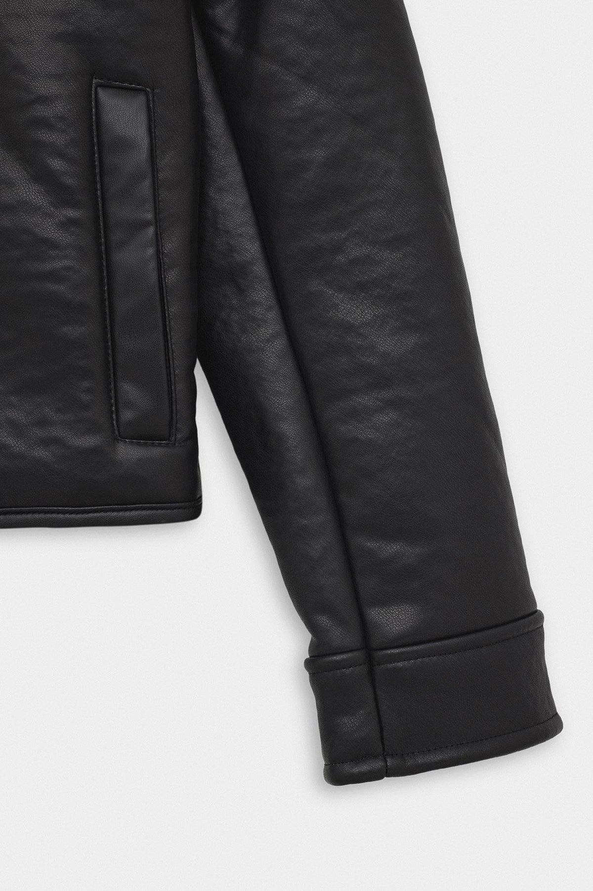 CROP FIT İÇİ KÜRKLÜ DERİ CEKET - 6