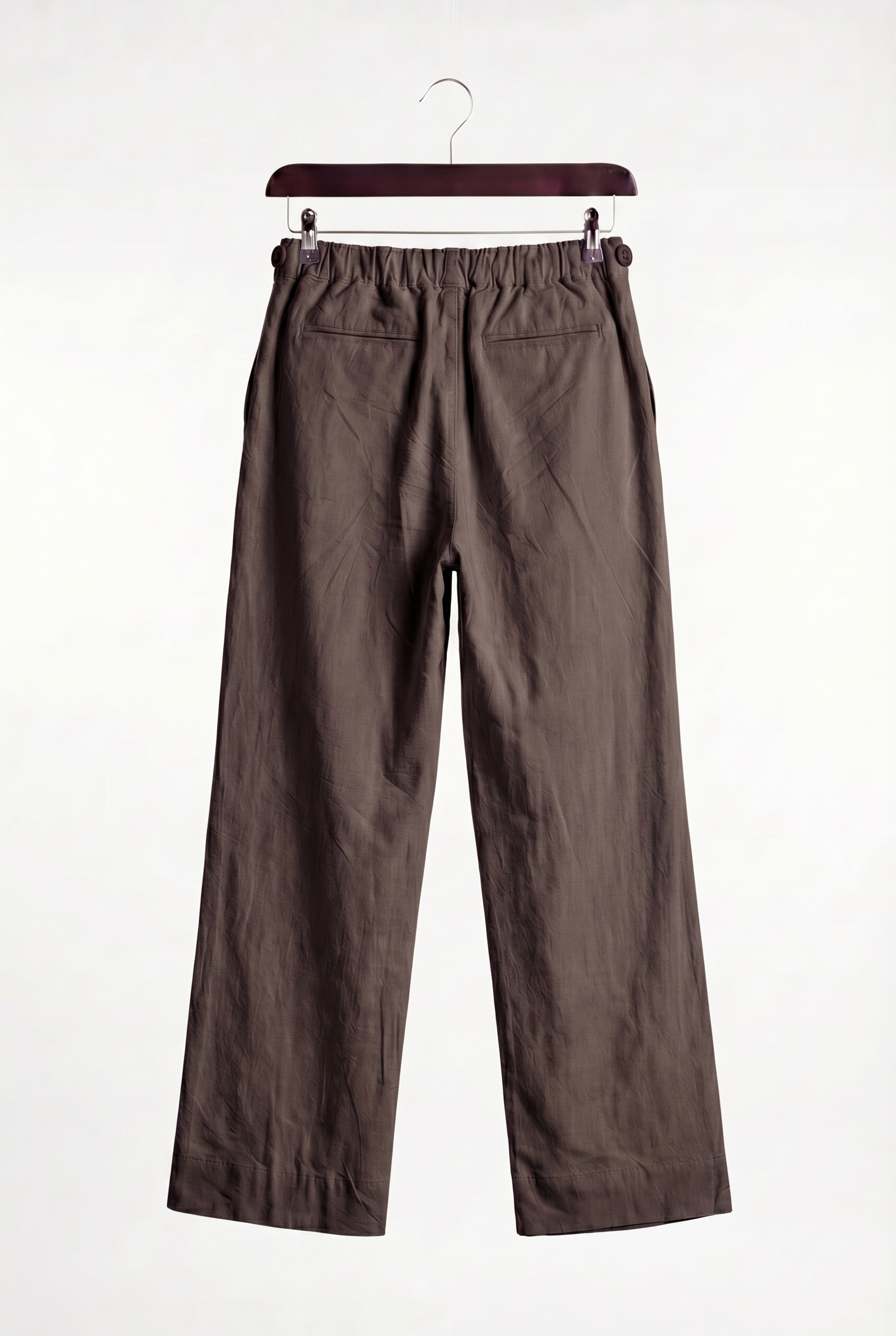 CLASSIC PLEATED LINEN BROWN TROUSERS