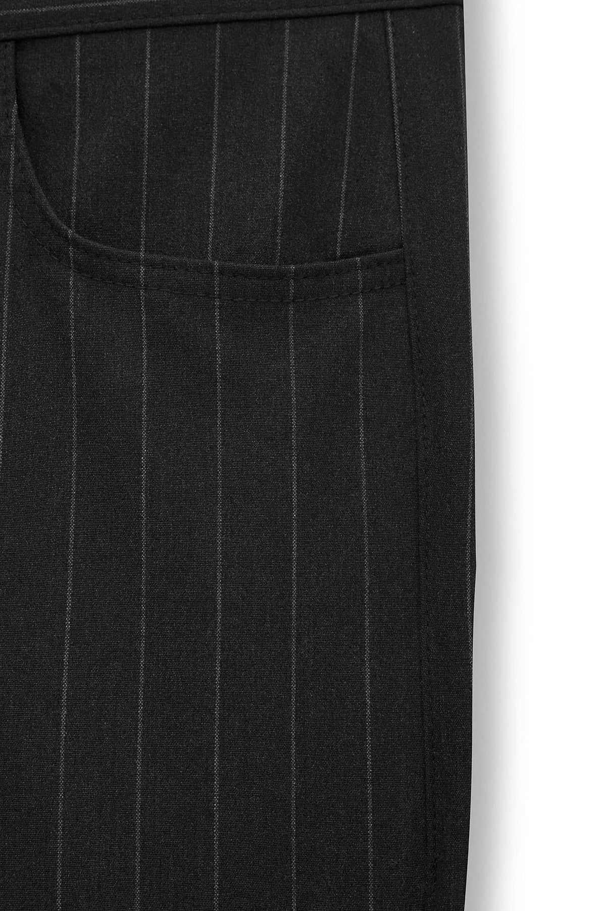 KLASİK ÇİZGİLİ REGULAR FIT SİYAH PANTOLON - 3