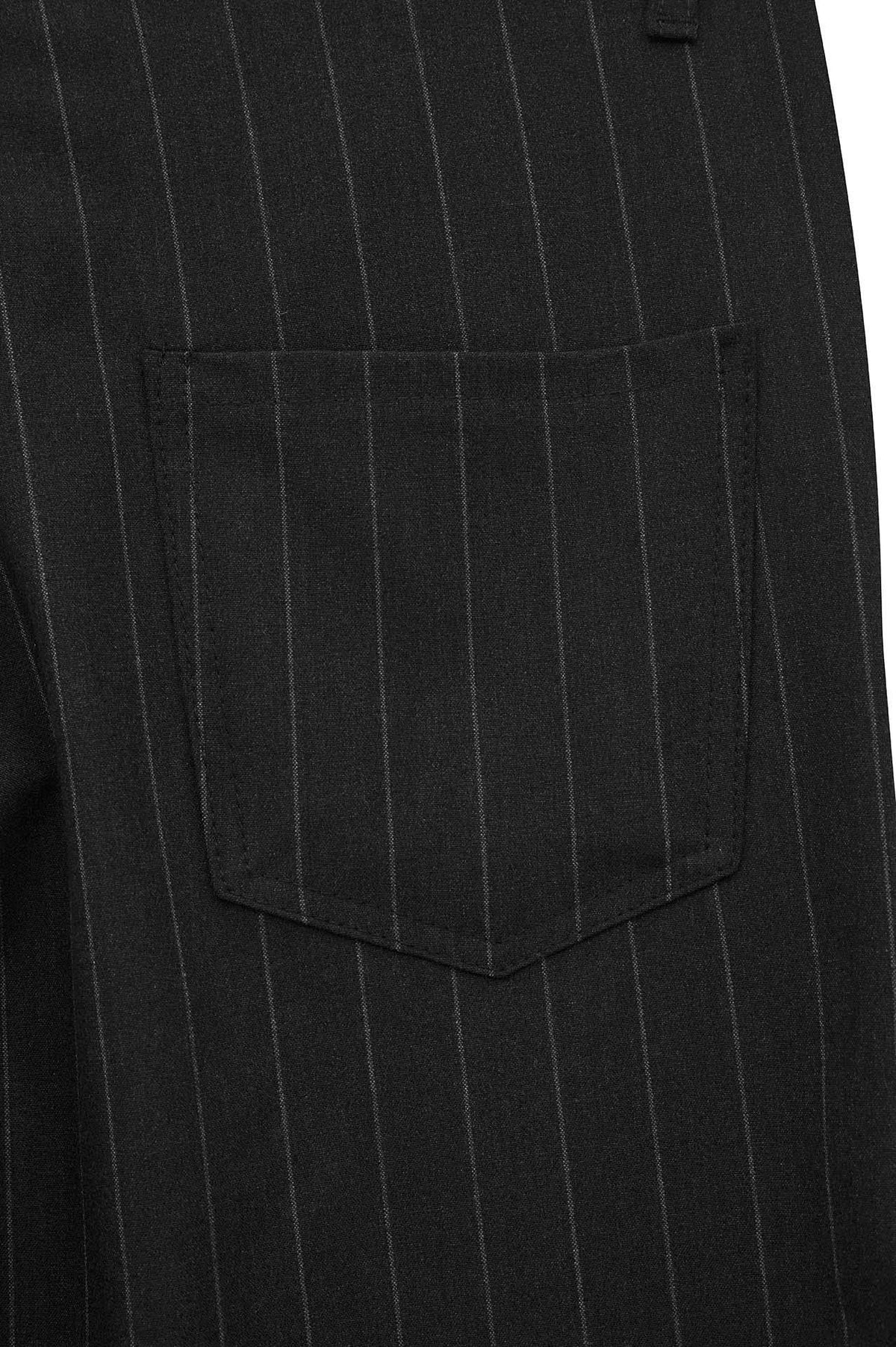 KLASİK ÇİZGİLİ REGULAR FIT SİYAH PANTOLON - 4