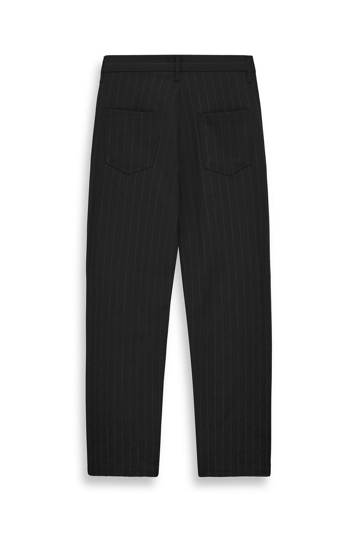 KLASİK ÇİZGİLİ REGULAR FIT SİYAH PANTOLON - 5